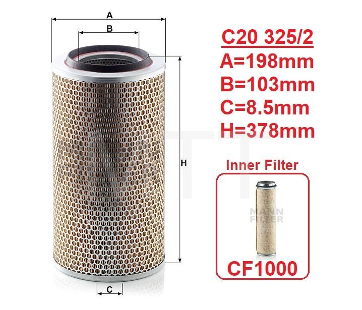Air Filter-M/B 1625 Duetz FLC
