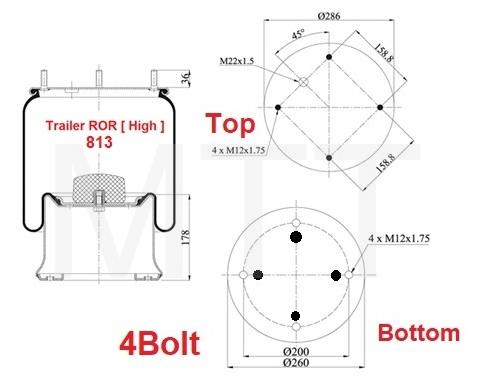 Air Bellow Assy-High 4Bolt-Trailer ROR - Image 4