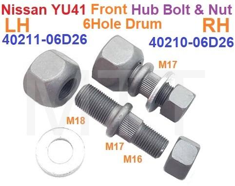 Hub Bolt & Nut-17mm-Frt-Nissan YU41 T5