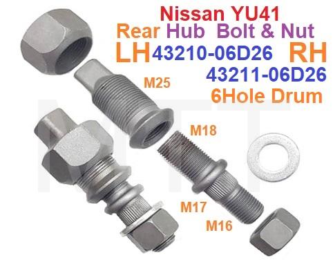 Hub Bolt & Nut-17mm-Rr-Nissan YU41 T5