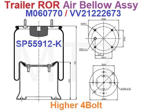Air Bellow Assy-Trailer ROR (4Bolt Higher) - Image 6
