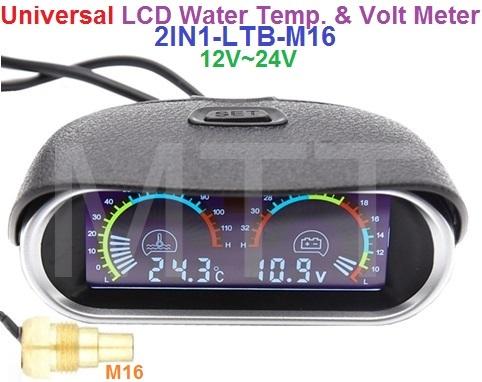 LCD Water Temperature+Volt Meter Gauge-M16