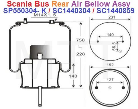 2955068 Air Bellow Assy-Scania Bus K124 ( Rr ) - MTT AUTO PARTS SDN BHD
