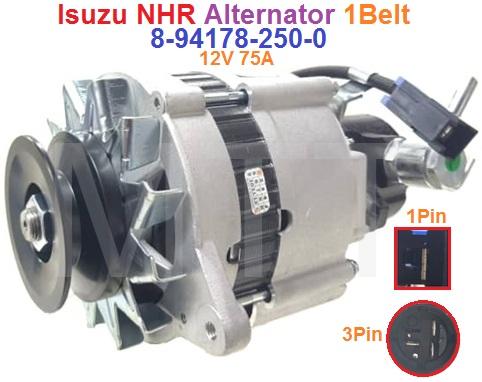 Alternator-12V 75A 3Pin+1Pin-Isuzu NHR