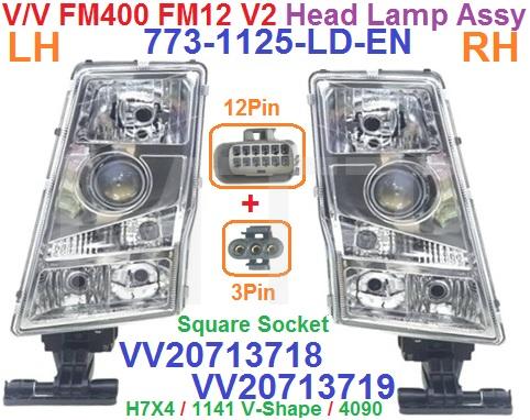 Head Lamp Assy-Volvo FM400 FM12 V2 (12Pin)+(3Pin)
