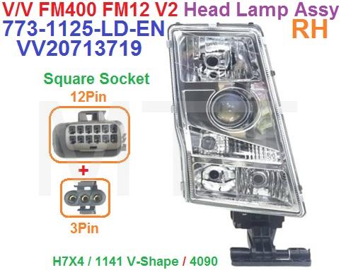 Head Lamp Assy-Volvo FM400 FM12 V2 (12Pin)+(3Pin) - Image 4