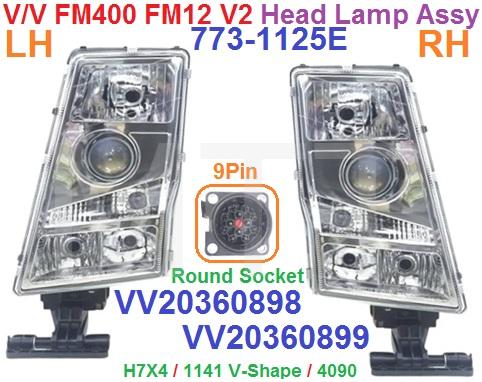 Head Lamp Assy-Volvo FM400 FM12 V2 (9Pin)