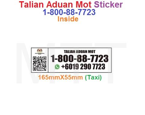 Talian Aduan Mot Sticker-Taxi ( Inside )