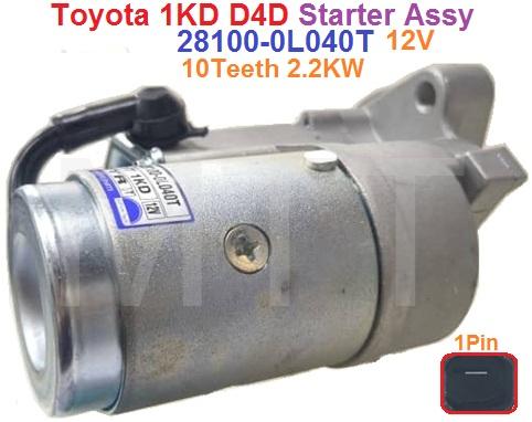 Starter Assy-Toyota 1KD D4D ( 12v 2.2KW 1Pin ) - Image 2